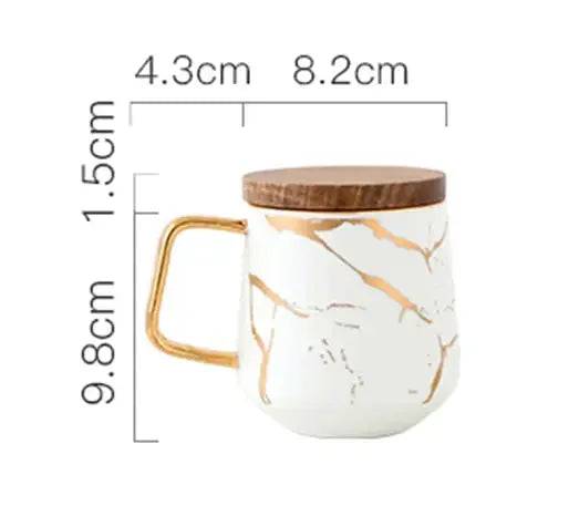 Junips | Marble Pattern Coffee Mug with Gold Decoration
