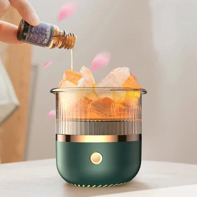 Junips | Himalaya salt crystal lamp & essential oil diffuser, USB ultrasonic humidifier for home & office