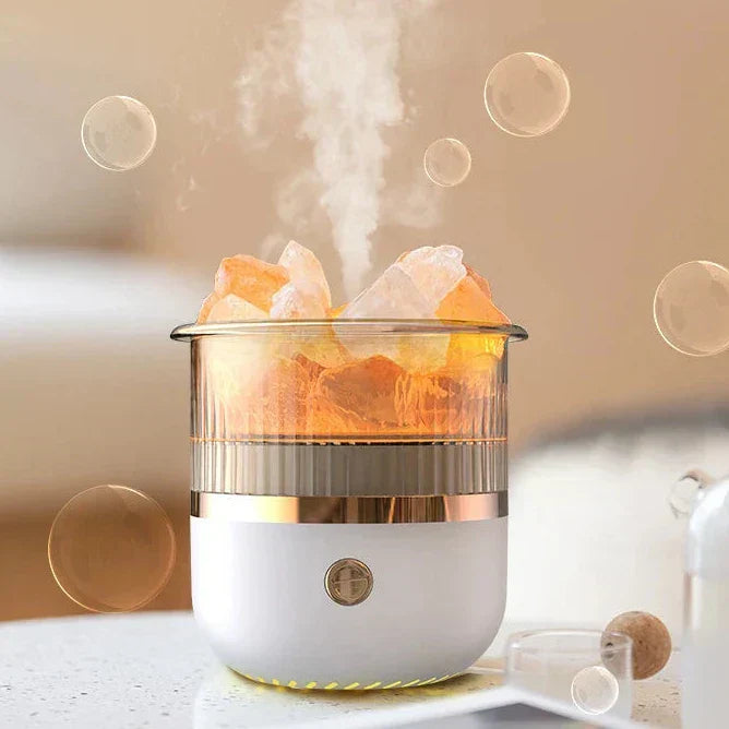 Junips | Himalaya salt crystal lamp & essential oil diffuser, USB ultrasonic humidifier for home & office