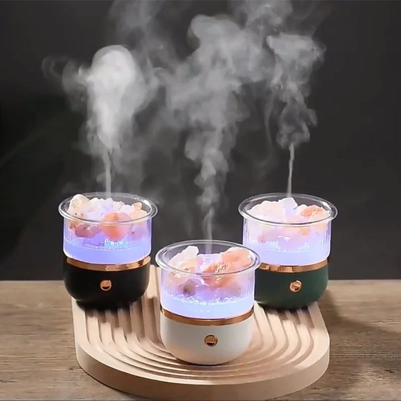 Junips | Himalaya salt crystal lamp & essential oil diffuser, USB ultrasonic humidifier for home & office