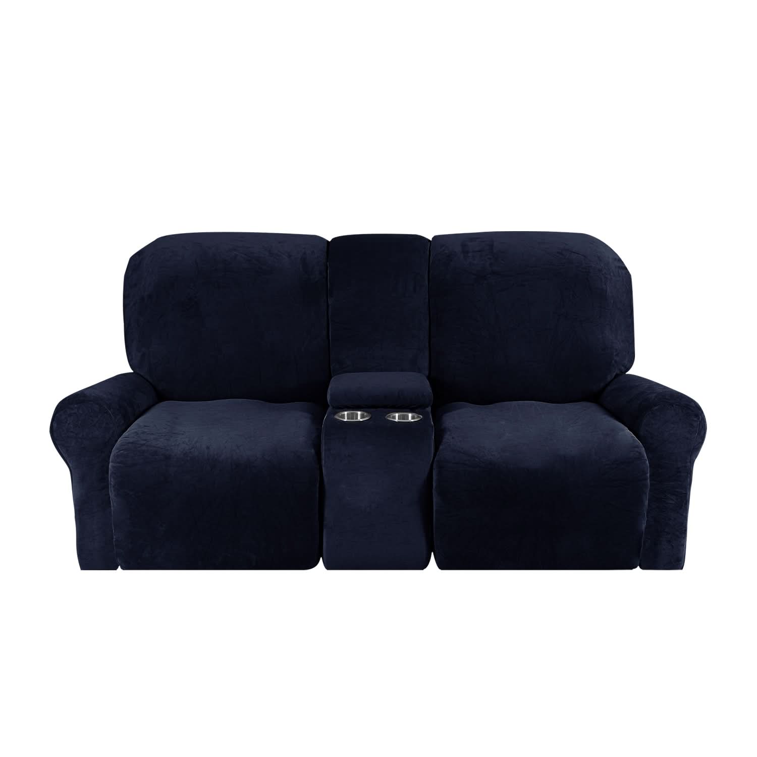 Junips | 2-Seater Recliner Sofa Cover with Cup Holders – Velvet Plush