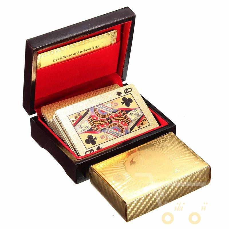 Junips | 24K Gold Plated Playing Card with Wood - Style Box