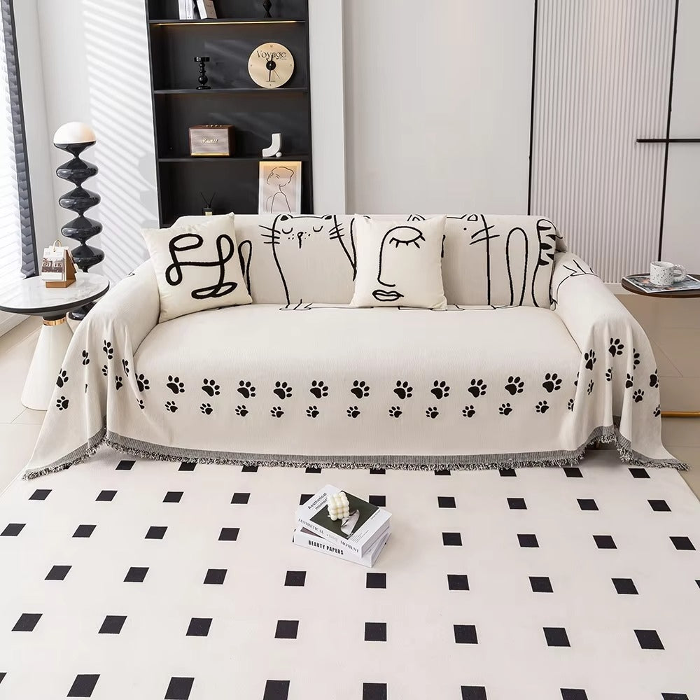 Junips | Nordic Cat Paw Chenille Sofa Cover