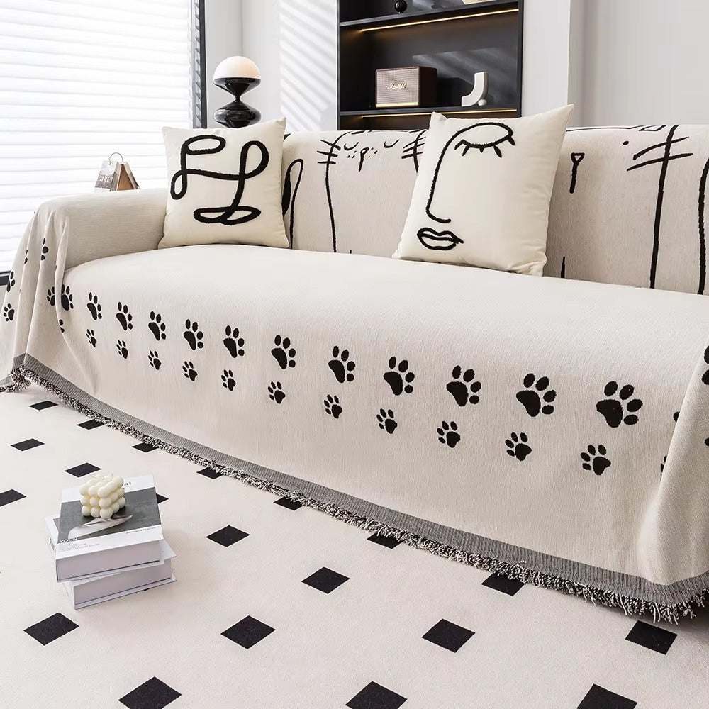 Junips | Nordic Cat Paw Chenille Sofa Cover