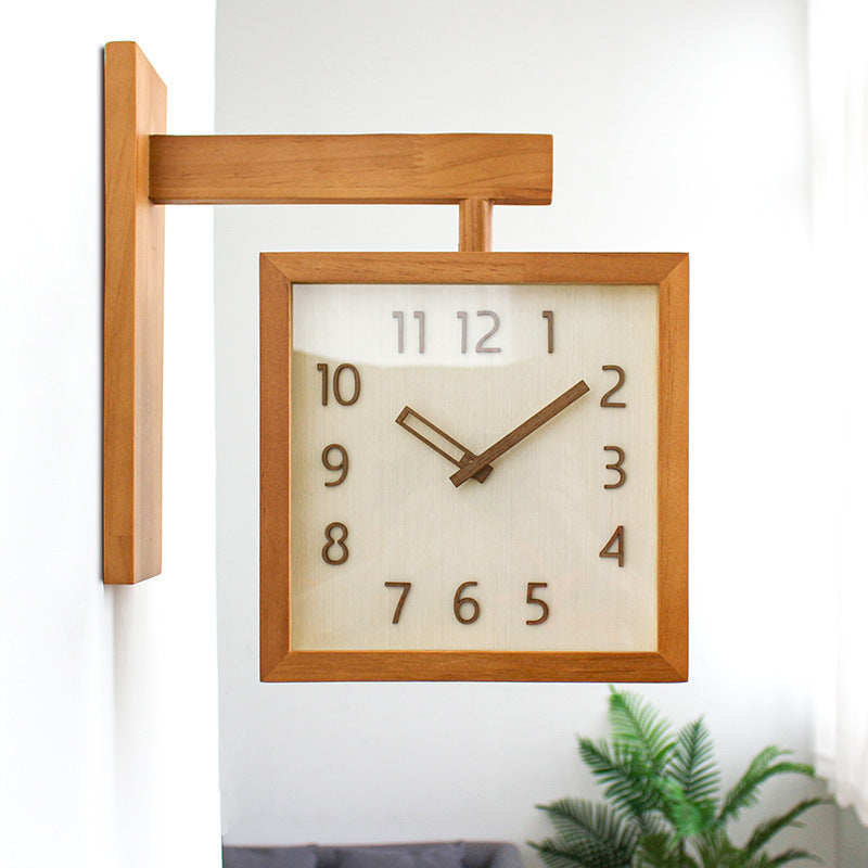Junips | Wall-Corner-Two-Sided Wood-Analog-Clock