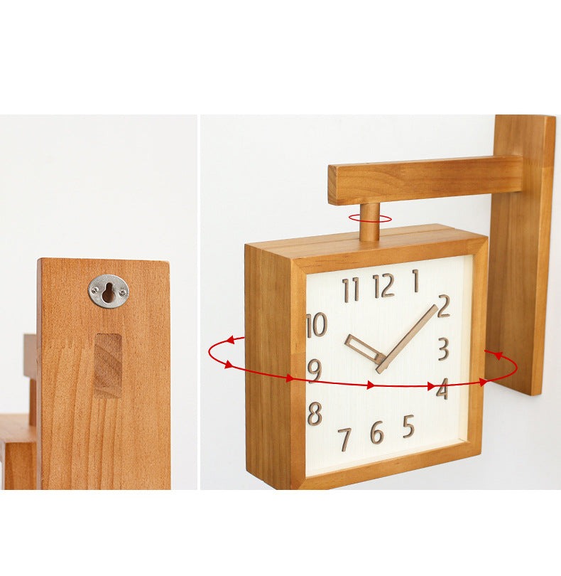 Junips | Wall-Corner-Two-Sided Wood-Analog-Clock