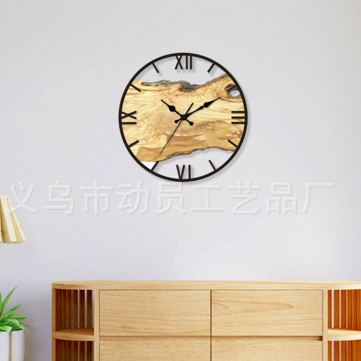 Junips | Wood imitation acrylic silent wall clock for the living room 30 cm