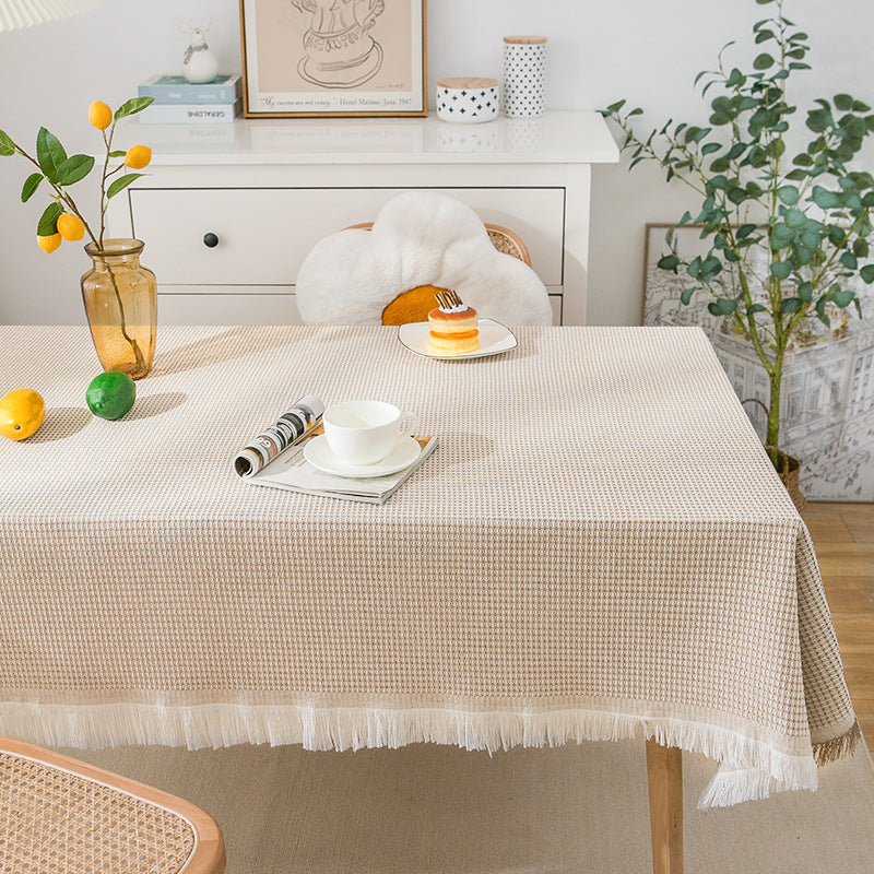 Junips | Waffle Modern Tablecloth, Knitted Fabric Lace Coffee Cloth, Round Tablecloth, Rectangular Tablecloth