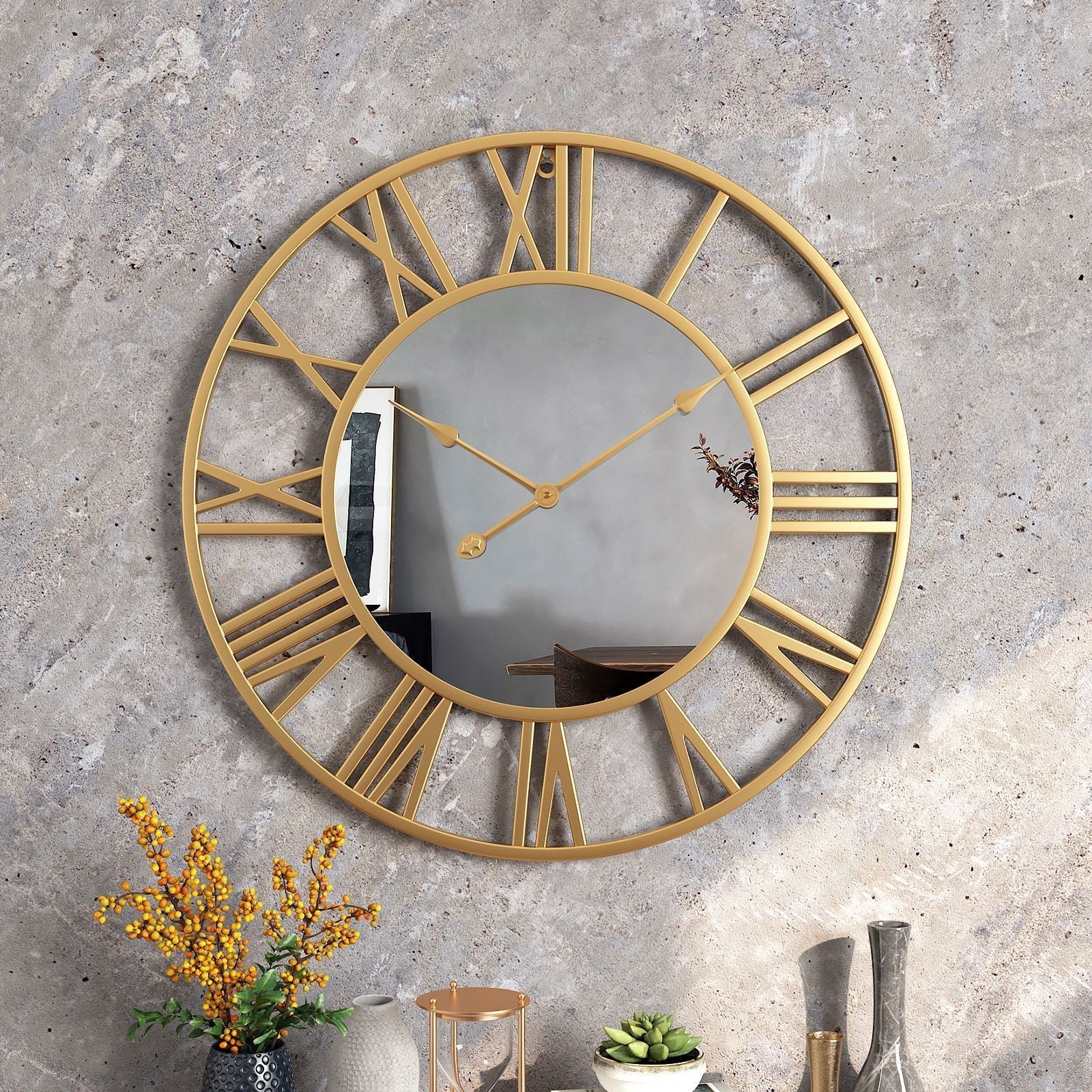 Junips | Metal Vintage Large Size Wall Clock with Mirror 39cm