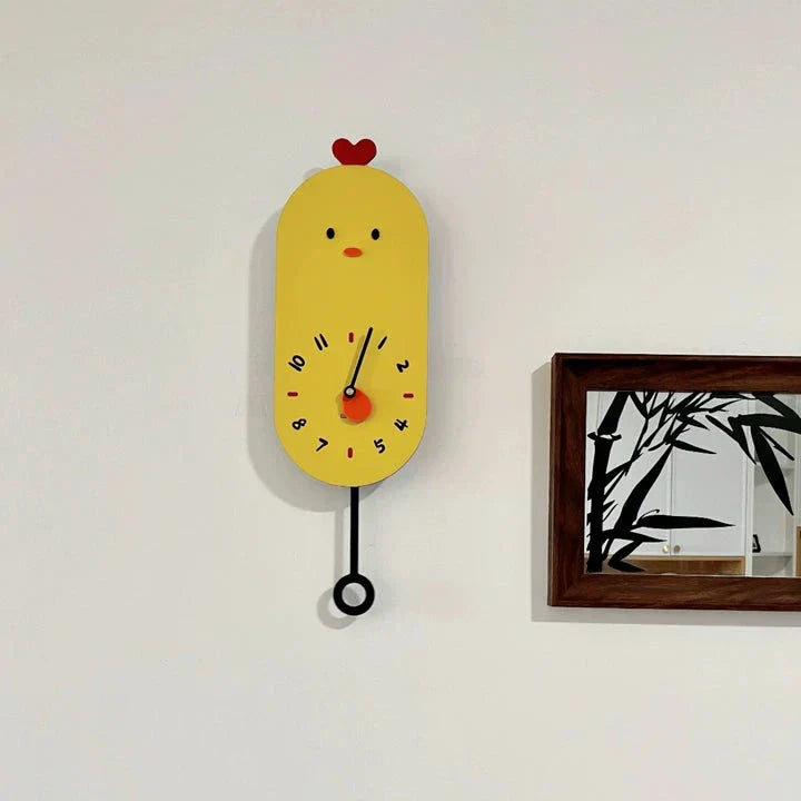 Junips | Cute Chicken Kids Room Silent Wall Clock