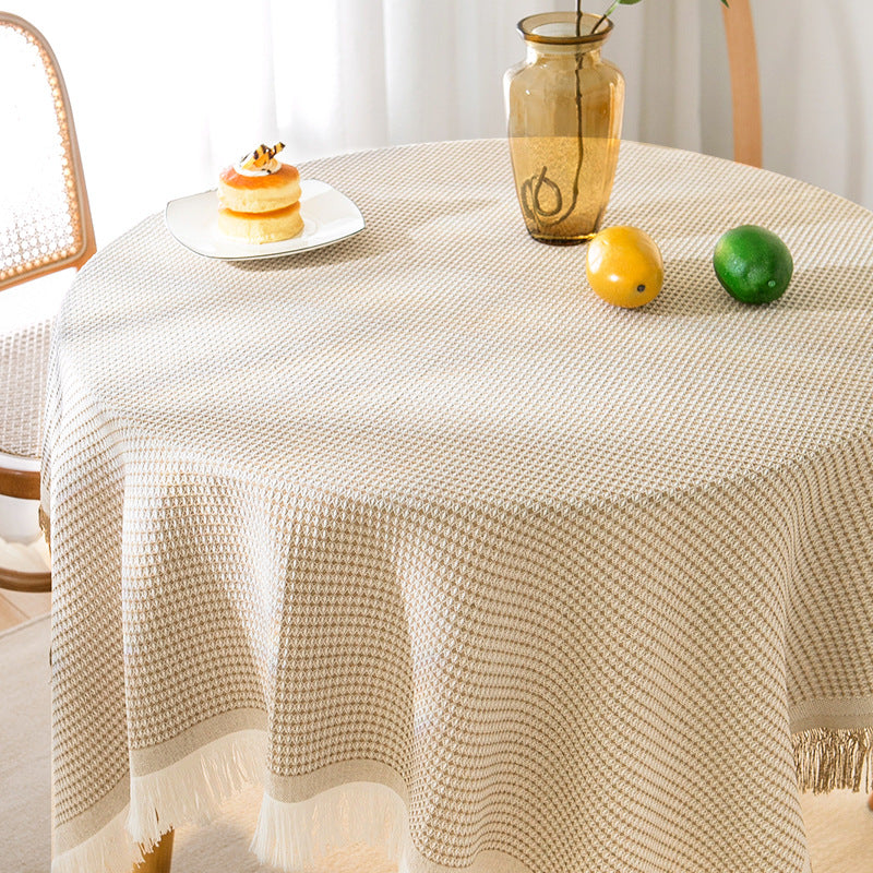 Junips | Waffle Modern Tablecloth, Knitted Fabric Lace Coffee Cloth, Round Tablecloth, Rectangular Tablecloth