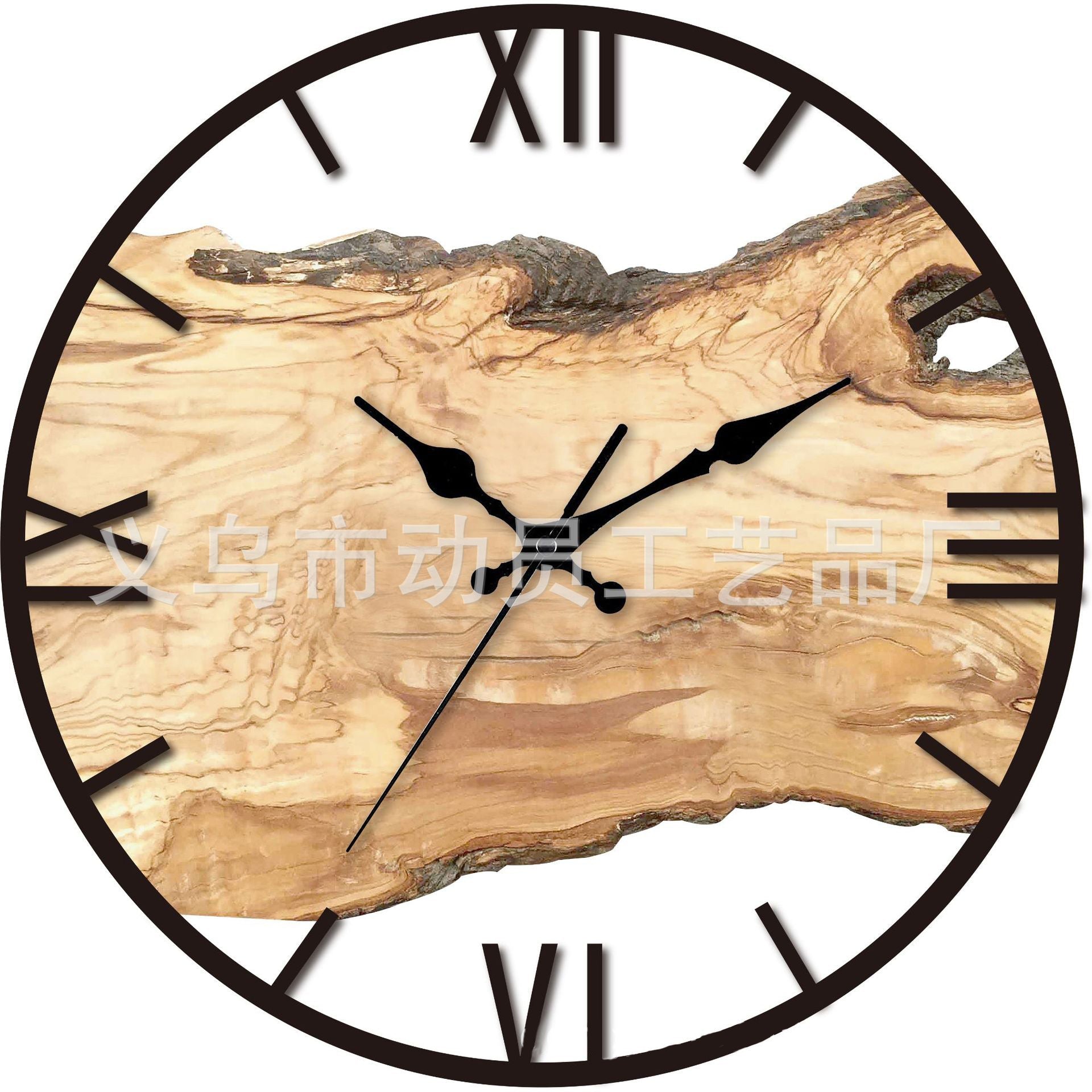 Junips | Wood imitation acrylic silent wall clock for the living room 30 cm