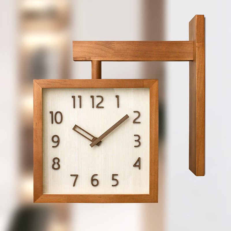 Junips | Wall-Corner-Two-Sided Wood-Analog-Clock