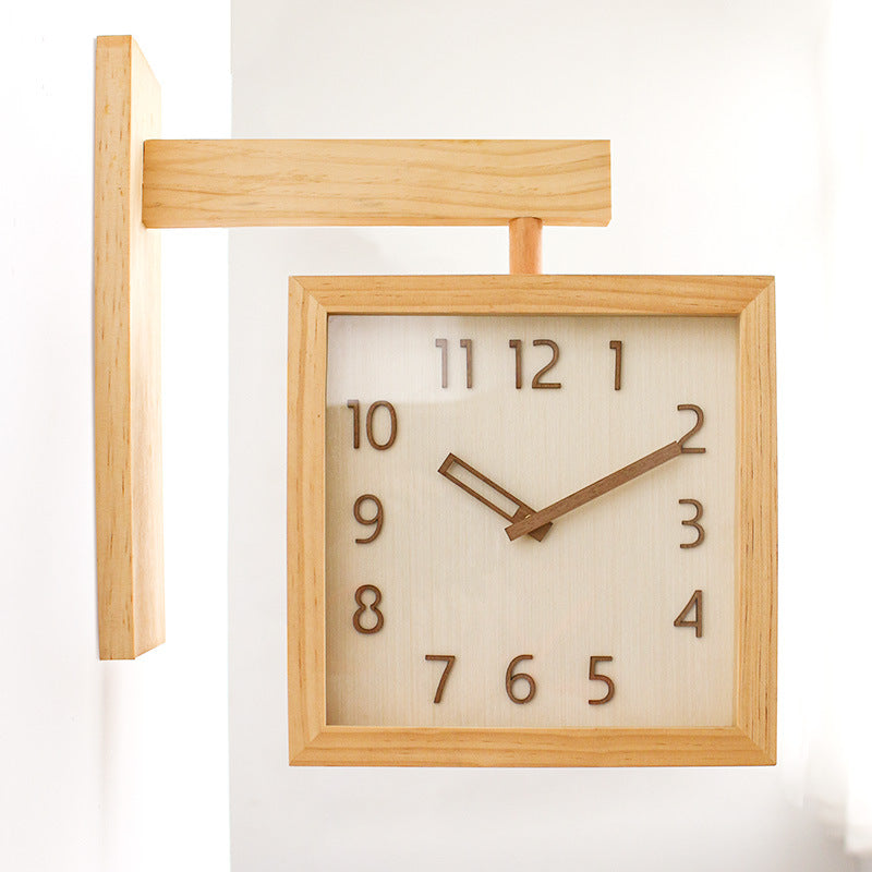 Junips | Wall-Corner-Two-Sided Wood-Analog-Clock