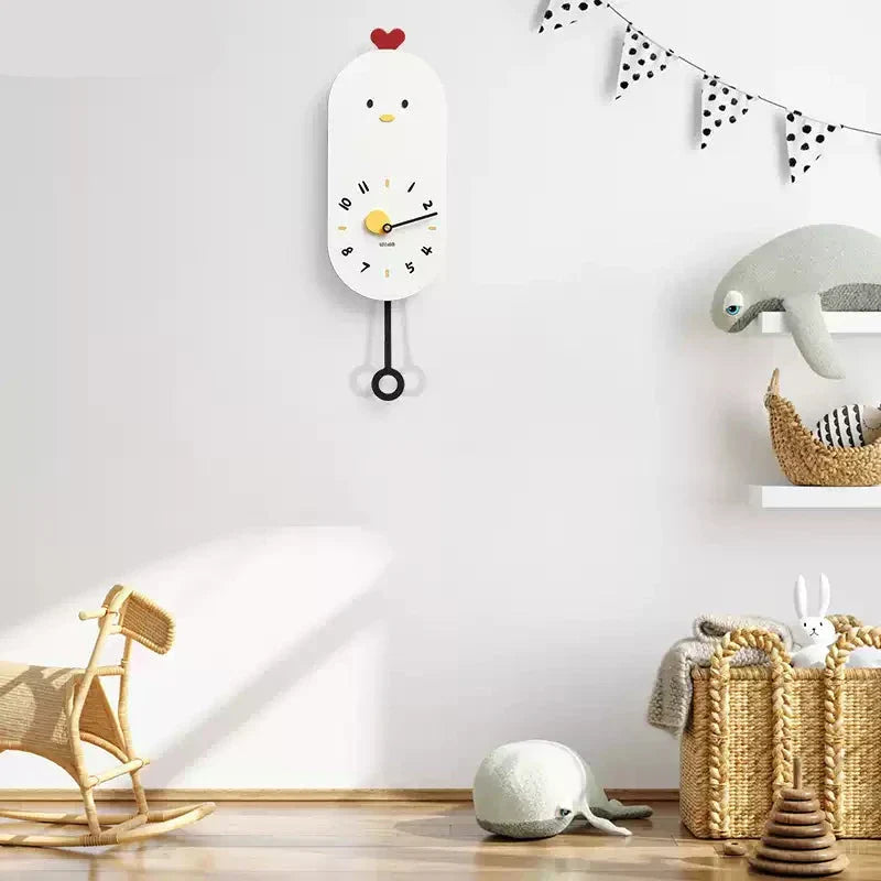 Junips | Cute Chicken Kids Room Silent Wall Clock
