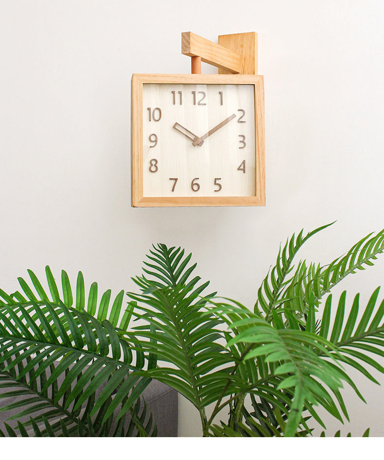 Junips | Wall-Corner-Two-Sided Wood-Analog-Clock
