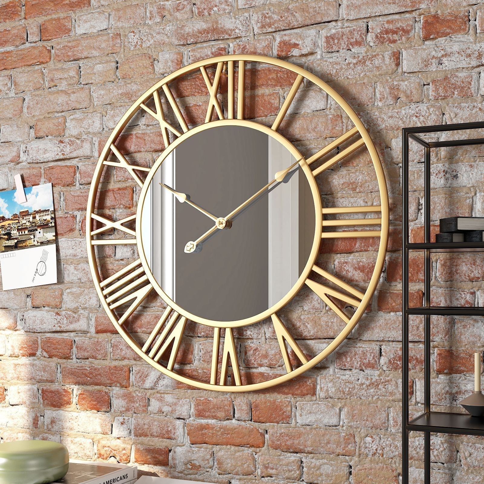 Junips | Metal Vintage Large Size Wall Clock with Mirror 39cm