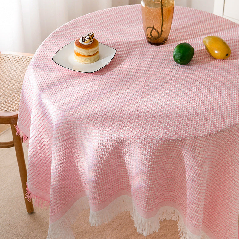 Junips | Waffle Modern Tablecloth, Knitted Fabric Lace Coffee Cloth, Round Tablecloth, Rectangular Tablecloth