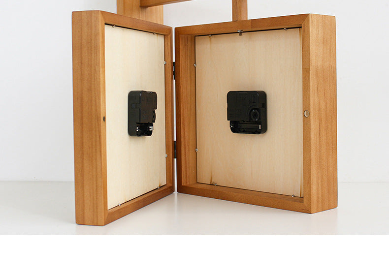 Junips | Wall-Corner-Two-Sided Wood-Analog-Clock