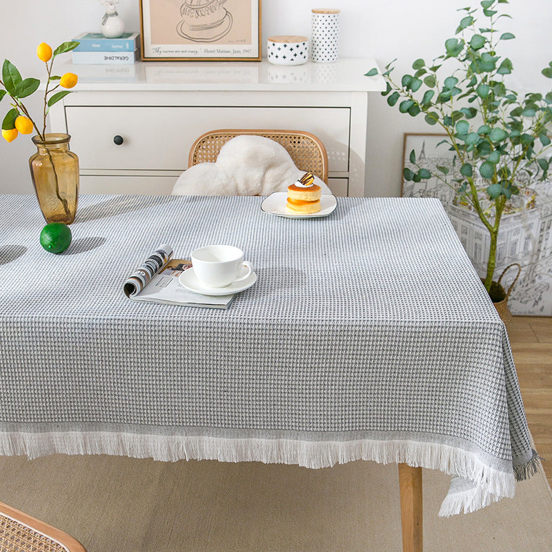 Junips | Waffle Modern Tablecloth, Knitted Fabric Lace Coffee Cloth, Round Tablecloth, Rectangular Tablecloth