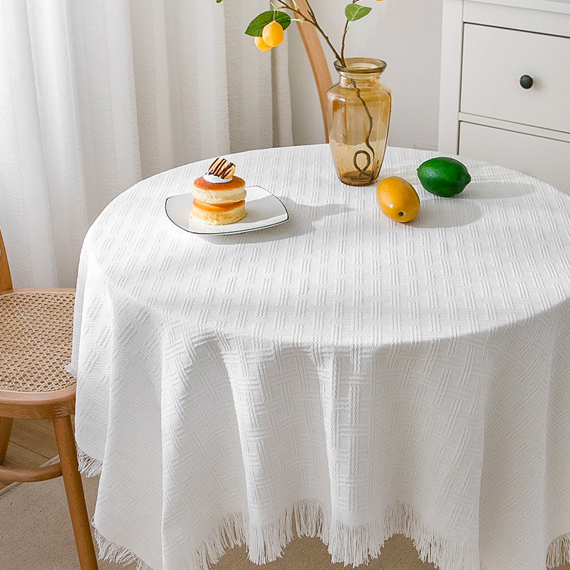 Junips | Waffle Modern Tablecloth, Knitted Fabric Lace Coffee Cloth, Round Tablecloth, Rectangular Tablecloth
