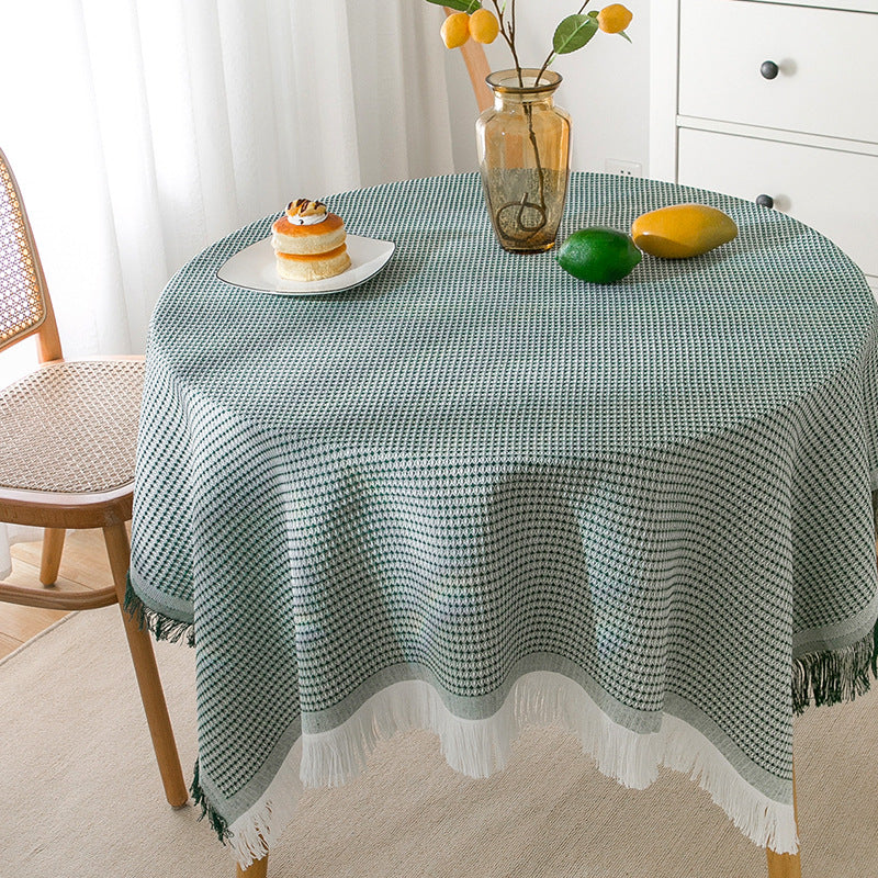 Junips | Waffle Modern Tablecloth, Knitted Fabric Lace Coffee Cloth, Round Tablecloth, Rectangular Tablecloth