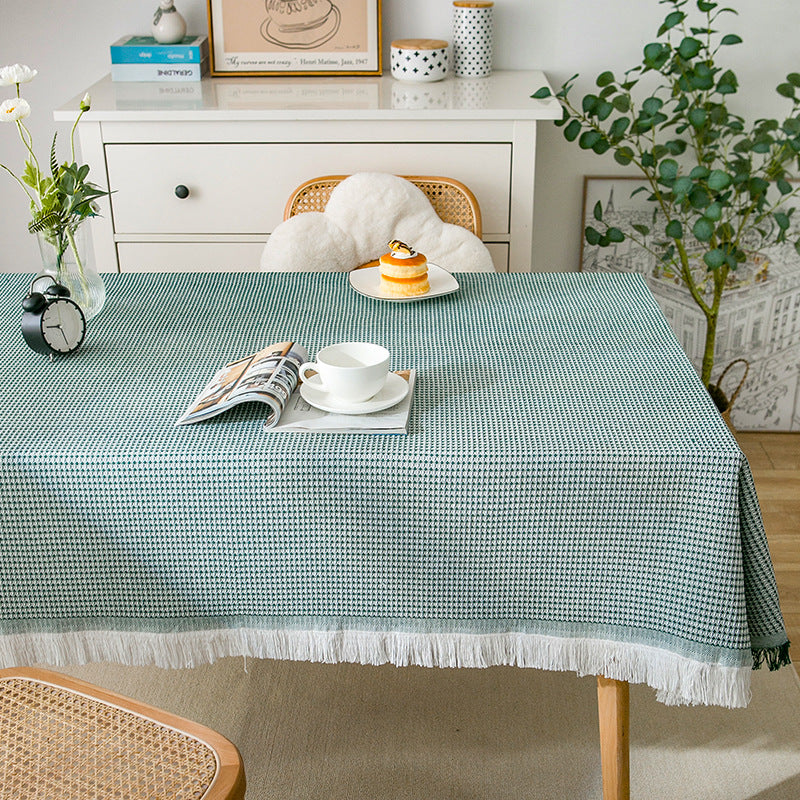 Junips | Waffle Modern Tablecloth, Knitted Fabric Lace Coffee Cloth, Round Tablecloth, Rectangular Tablecloth