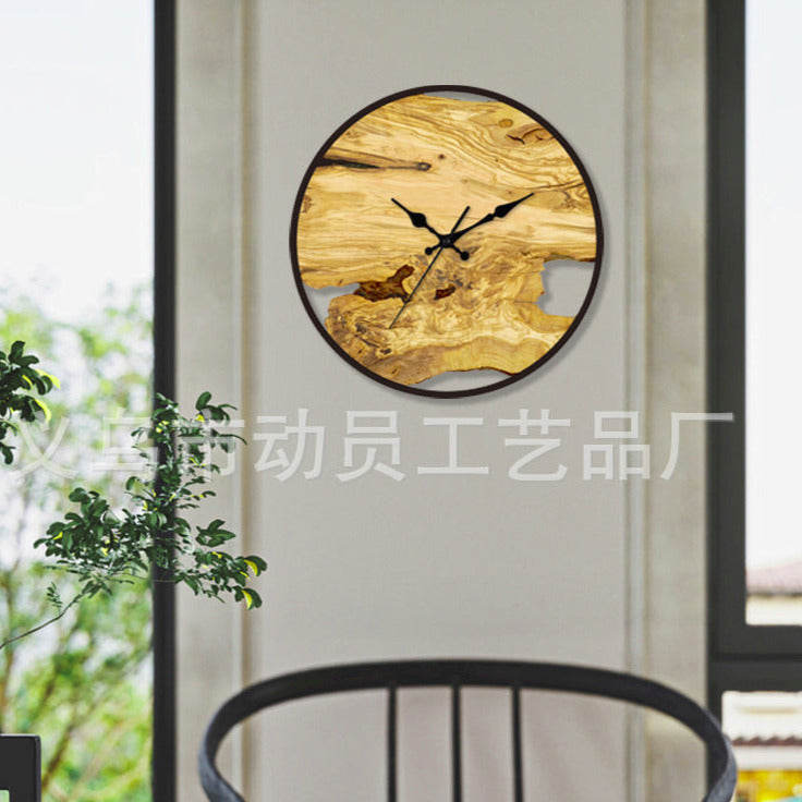 Junips | Wood imitation acrylic silent wall clock for the living room 30 cm