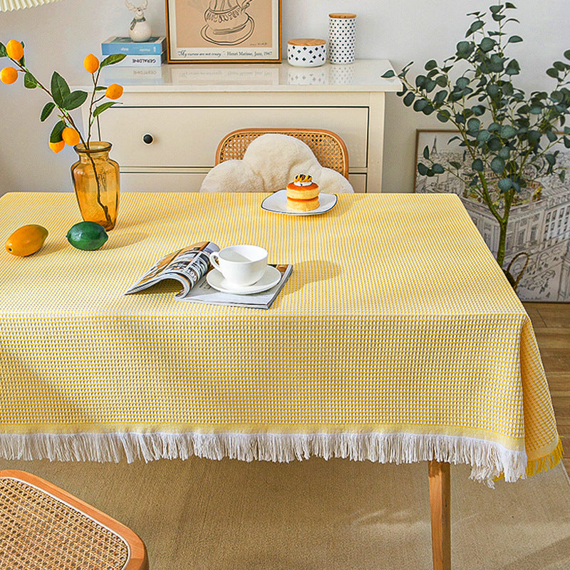 Junips | Waffle Modern Tablecloth, Knitted Fabric Lace Coffee Cloth, Round Tablecloth, Rectangular Tablecloth
