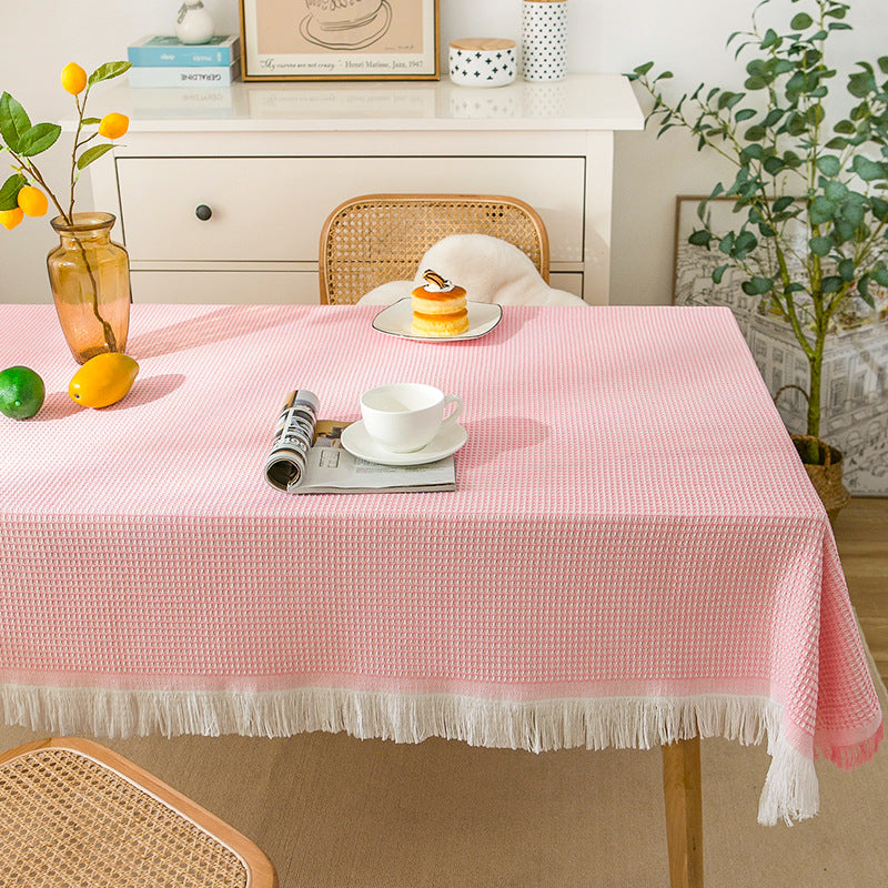 Junips | Waffle Modern Tablecloth, Knitted Fabric Lace Coffee Cloth, Round Tablecloth, Rectangular Tablecloth