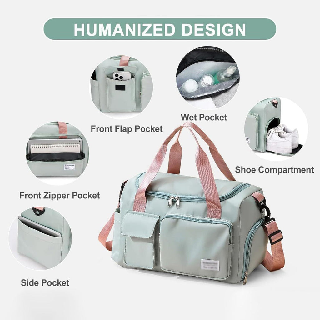 Junips | Multi-Pocket Travel Bag, Sports and Gym Duffle with Separate Shoe Compartment