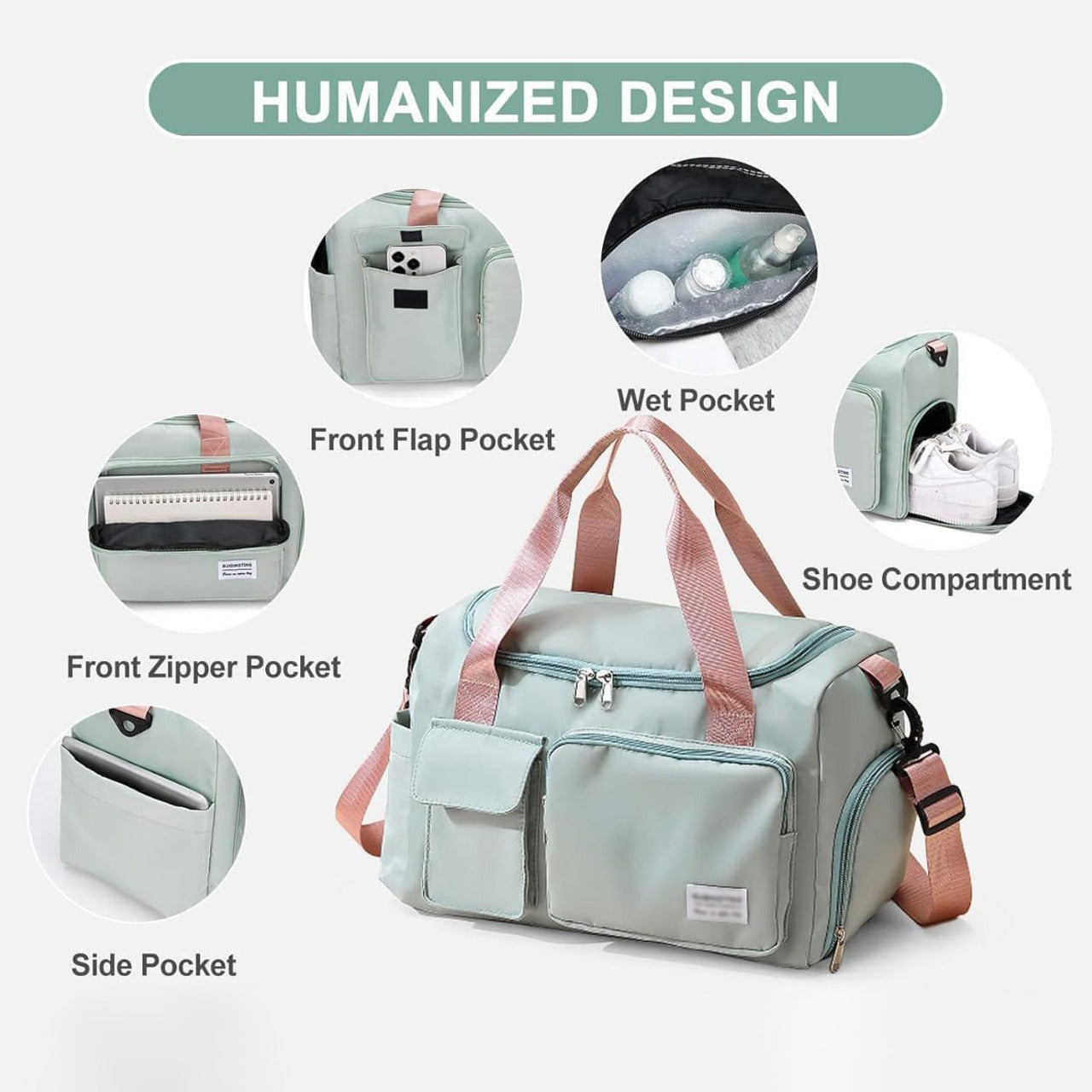 Junips | Multi-Pocket Travel Bag, Sports and Gym Duffle with Separate Shoe Compartment