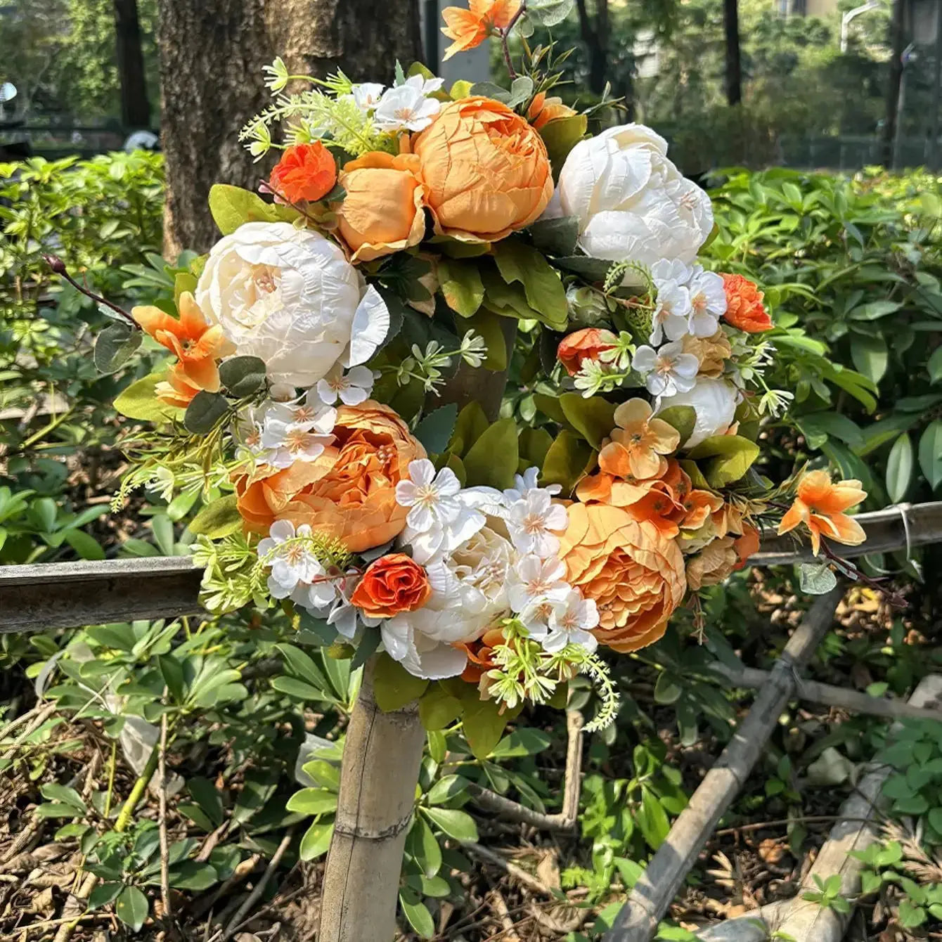 Junips | AutumnGlow Autumn Wreath - Artificial Wreath with Realistic Peonies for Outdoors