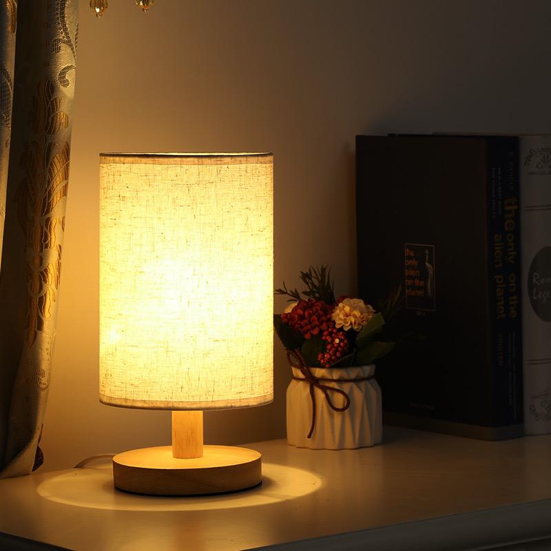 Junips | Table Lamp Natural Wood Fabric Dimmable Light