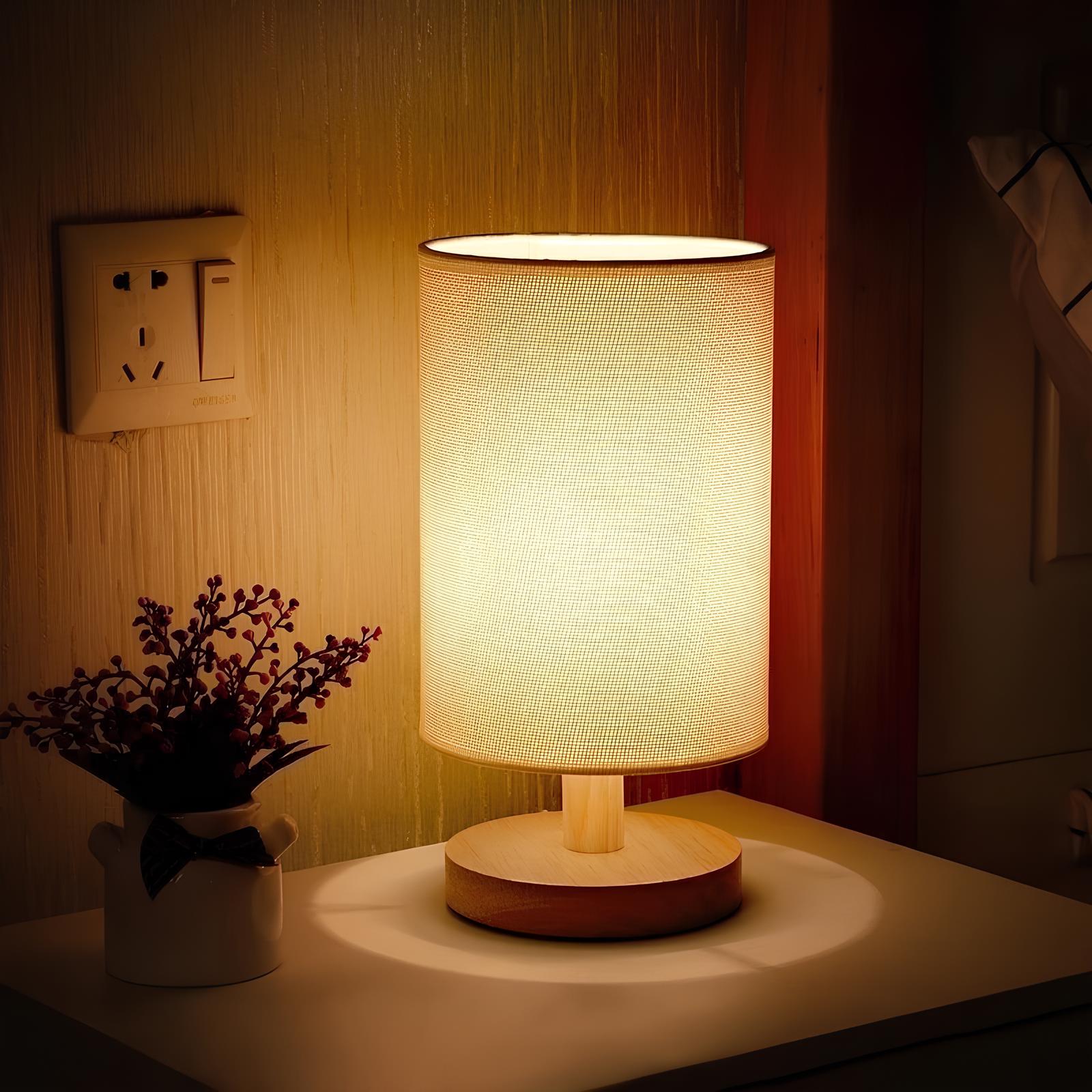 Junips | Table Lamp Natural Wood Fabric Dimmable Light