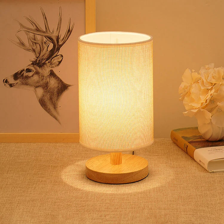 Junips | Table Lamp Natural Wood Fabric Dimmable Light