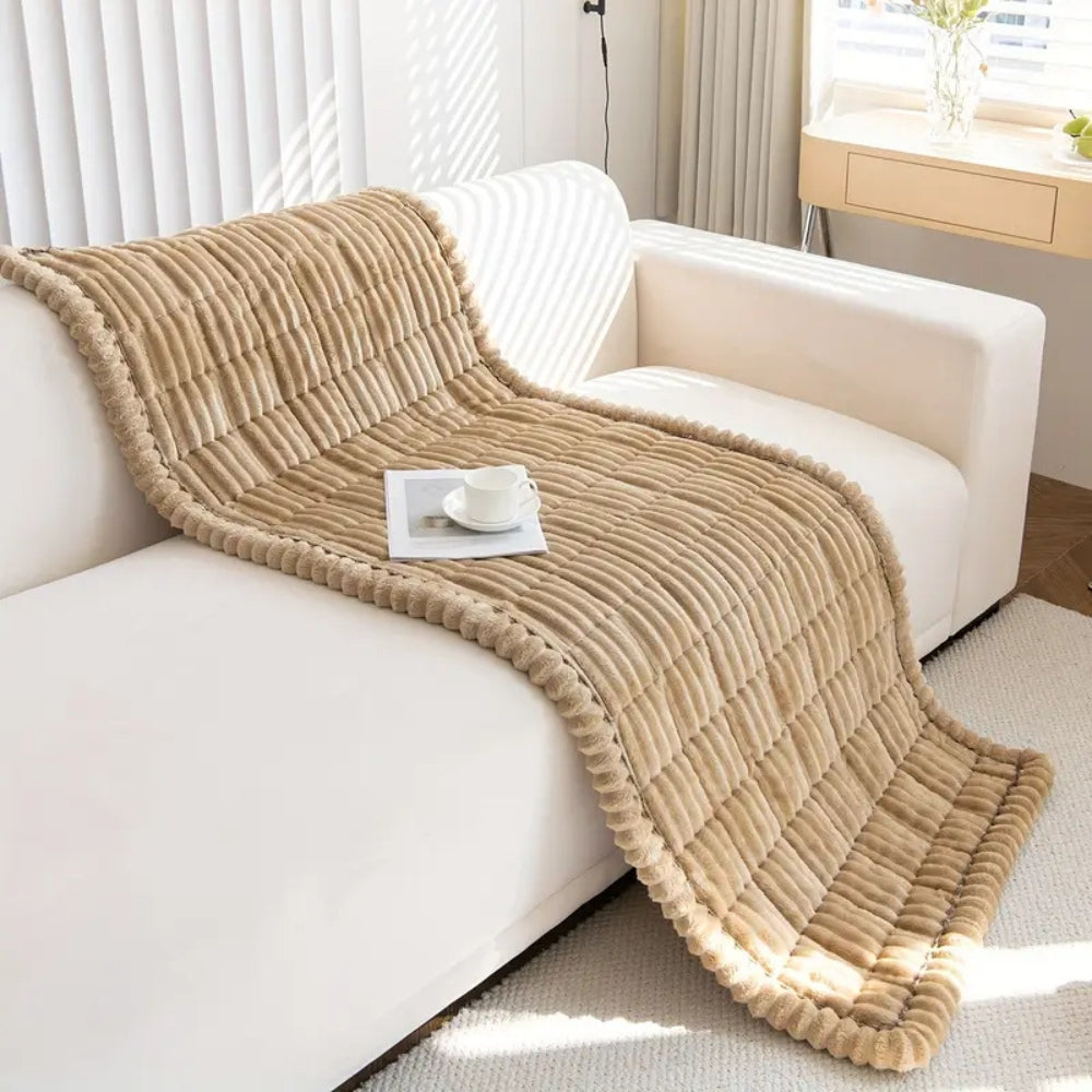 Junips | Plush Pleated Sofa Cover | Non-Slip Thick Flannel Furniture Protector | Machine Washable Microfiber Couch Shield