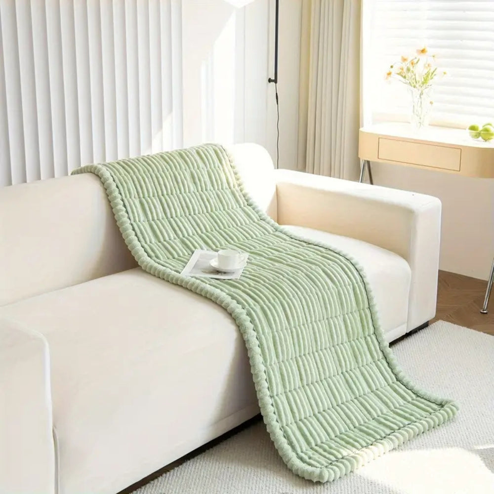 Junips | Plush Pleated Sofa Cover | Non-Slip Thick Flannel Furniture Protector | Machine Washable Microfiber Couch Shield