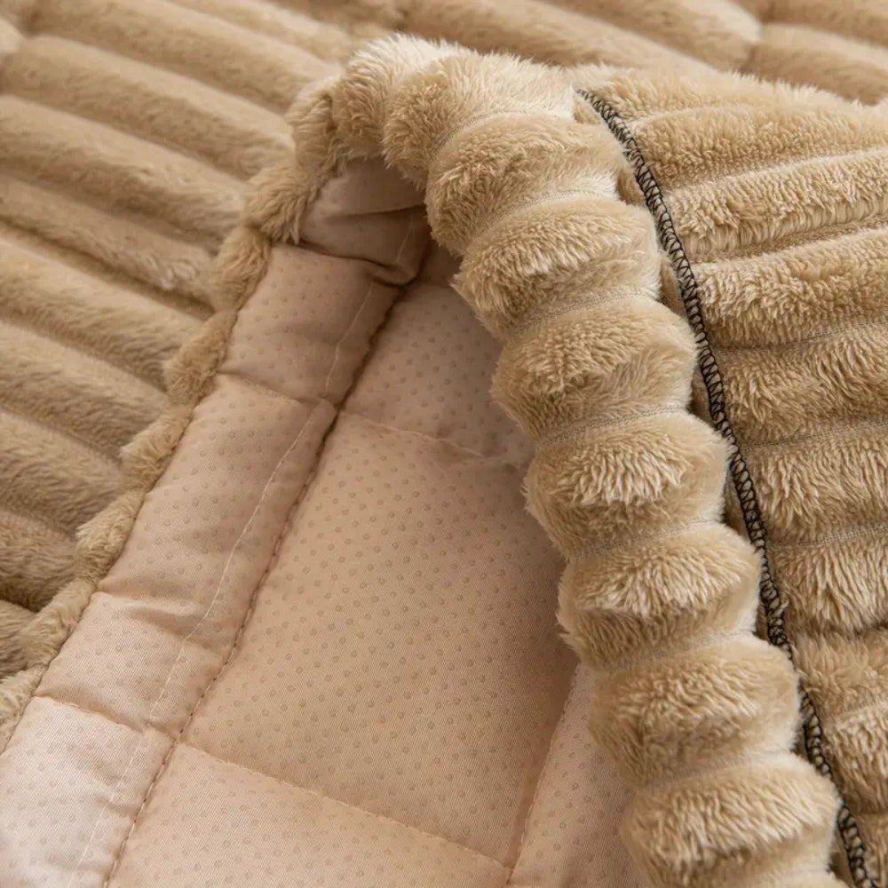Junips | Plush Pleated Sofa Cover | Non-Slip Thick Flannel Furniture Protector | Machine Washable Microfiber Couch Shield