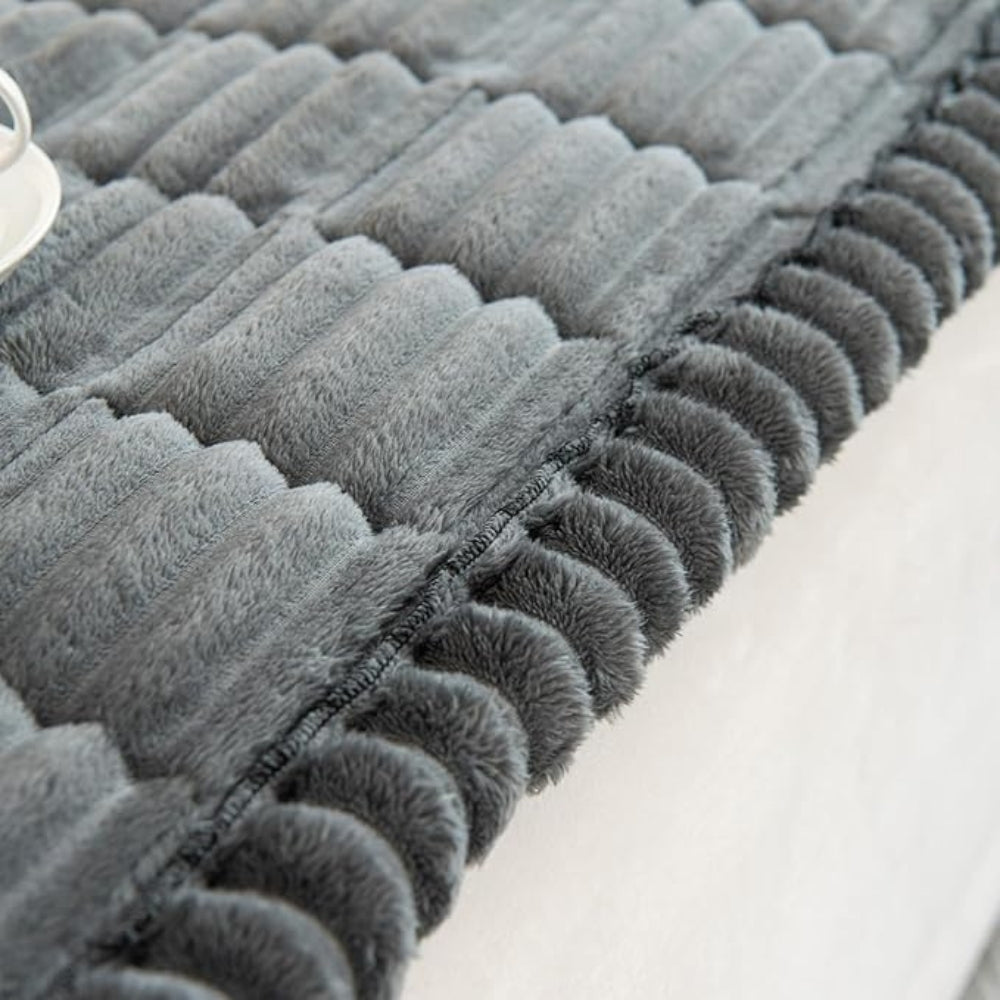 Junips | Plush Pleated Sofa Cover | Non-Slip Thick Flannel Furniture Protector | Machine Washable Microfiber Couch Shield