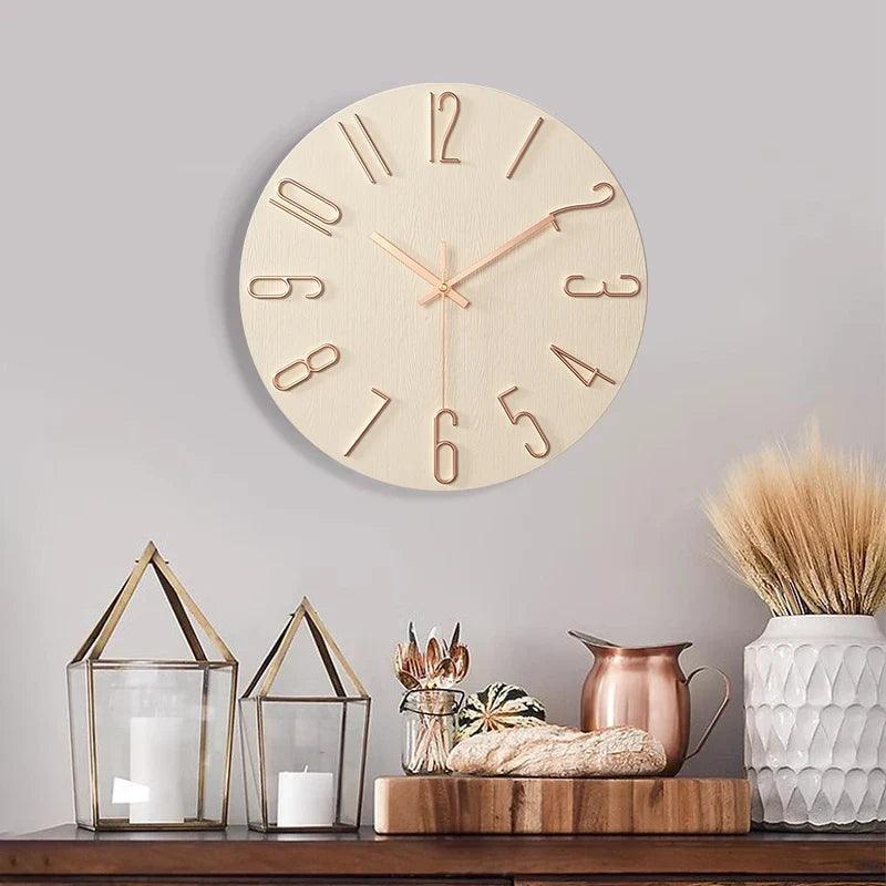 Junips | Frameless Wall Clock Made of Wood – Nordic Minimalist Silent Clock for Modern Home Decor