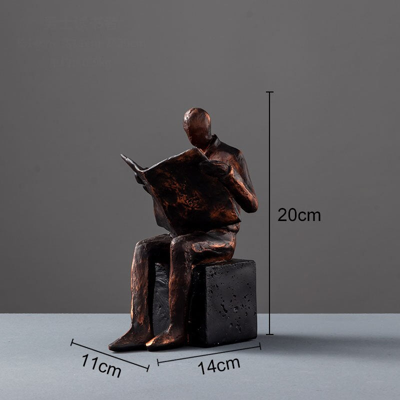 Junips | Reader Sculpture Book Stand Book Support Abstract Character Resin Statue Desk Decoration Figurines Statuette Nordic Home Décor