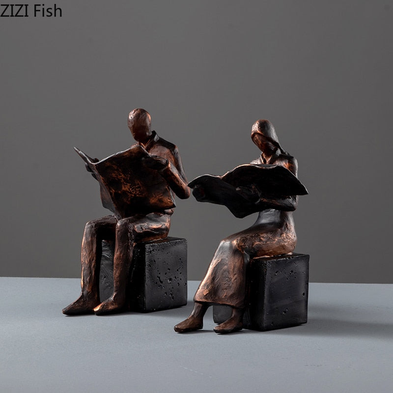 Junips | Reader Sculpture Book Stand Book Support Abstract Character Resin Statue Desk Decoration Figurines Statuette Nordic Home Décor