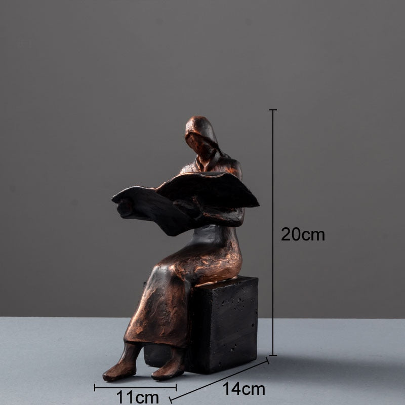Junips | Reader Sculpture Book Stand Book Support Abstract Character Resin Statue Desk Decoration Figurines Statuette Nordic Home Décor