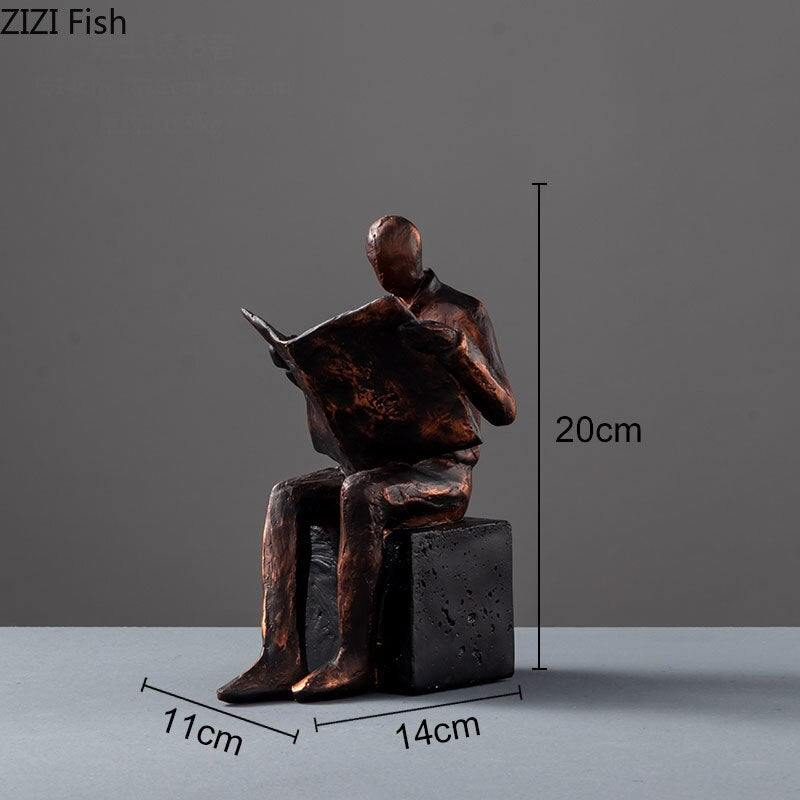 Junips | Reader Sculpture Book Stand Book Support Abstract Character Resin Statue Desk Decoration Figurines Statuette Nordic Home Décor