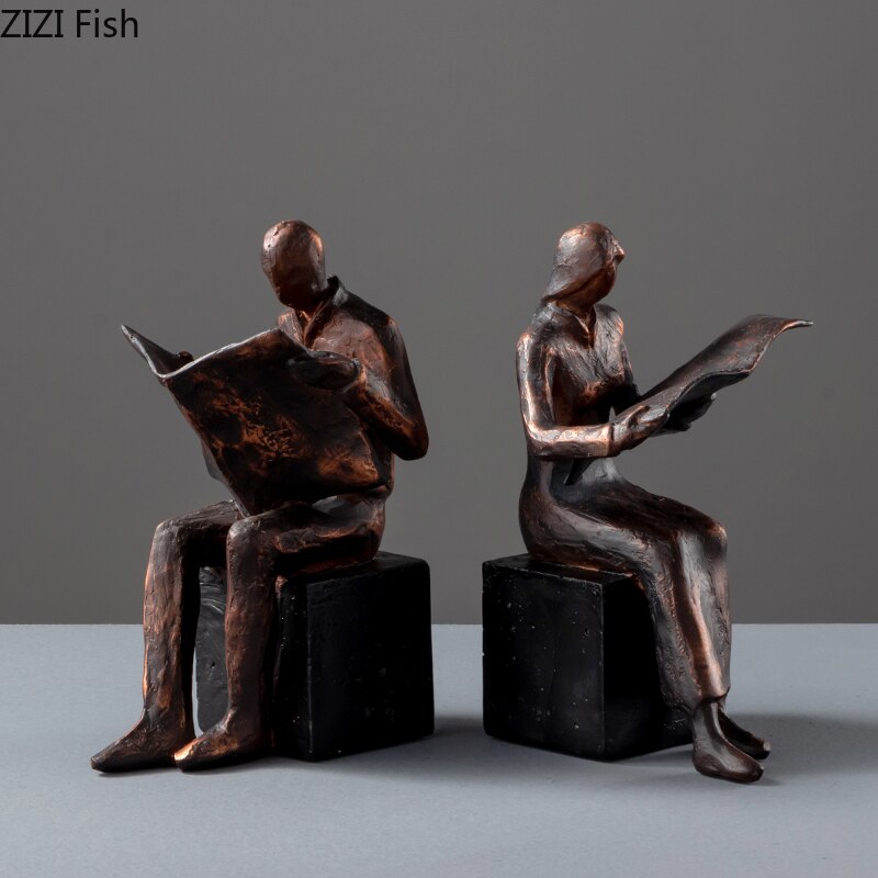 Junips | Reader Sculpture Book Stand Book Support Abstract Character Resin Statue Desk Decoration Figurines Statuette Nordic Home Décor