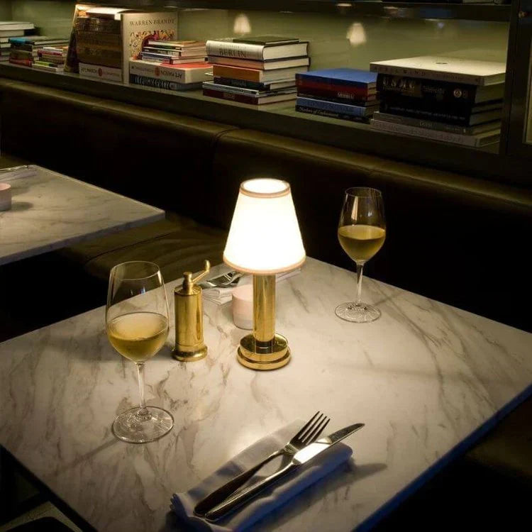 Junips | Table Lamp with Gold Base and Fabric Shade