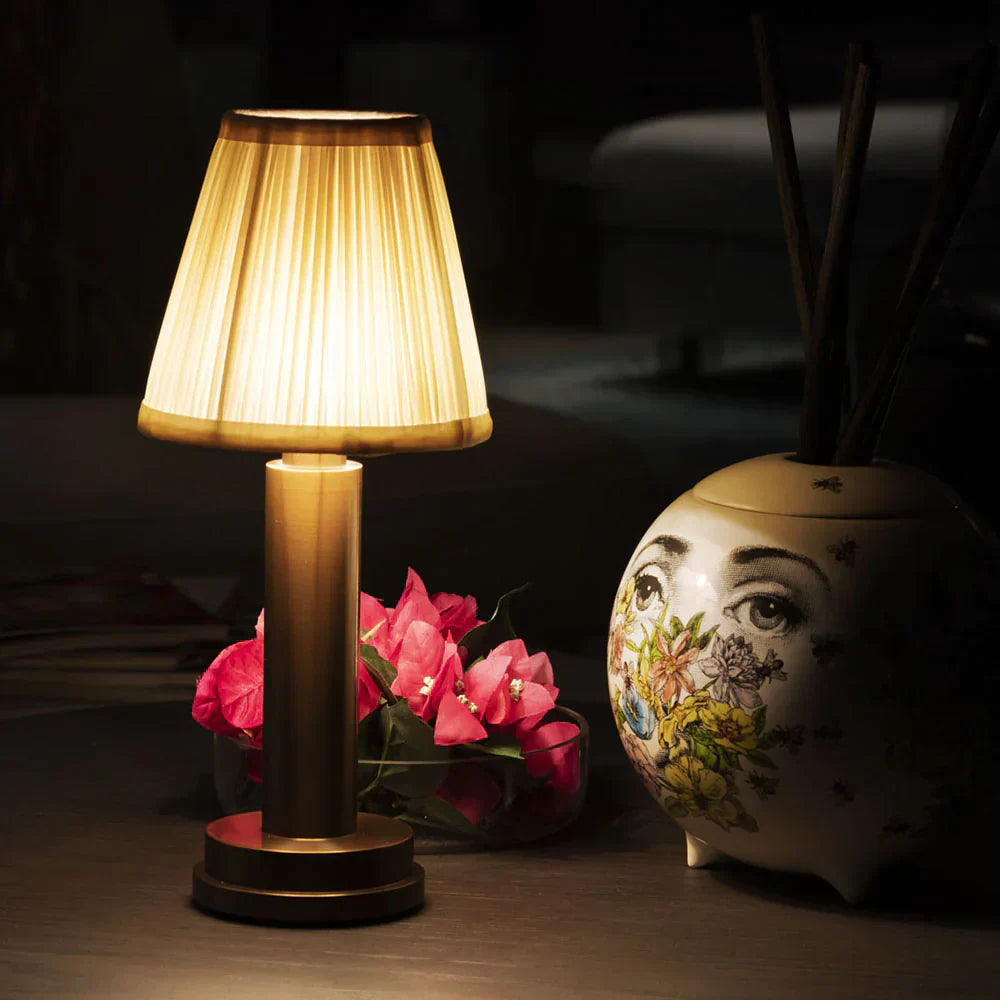Junips | Table Lamp with Gold Base and Fabric Shade