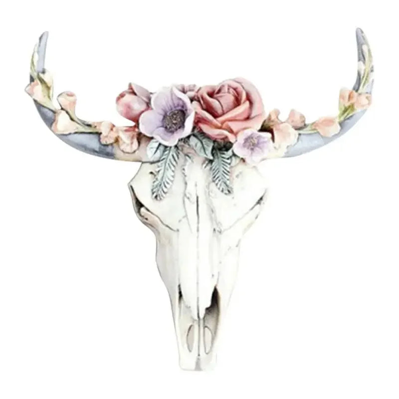 Junips | Cow Skull - Bully - Wall Decoration with Flowers - Resin Home Decor