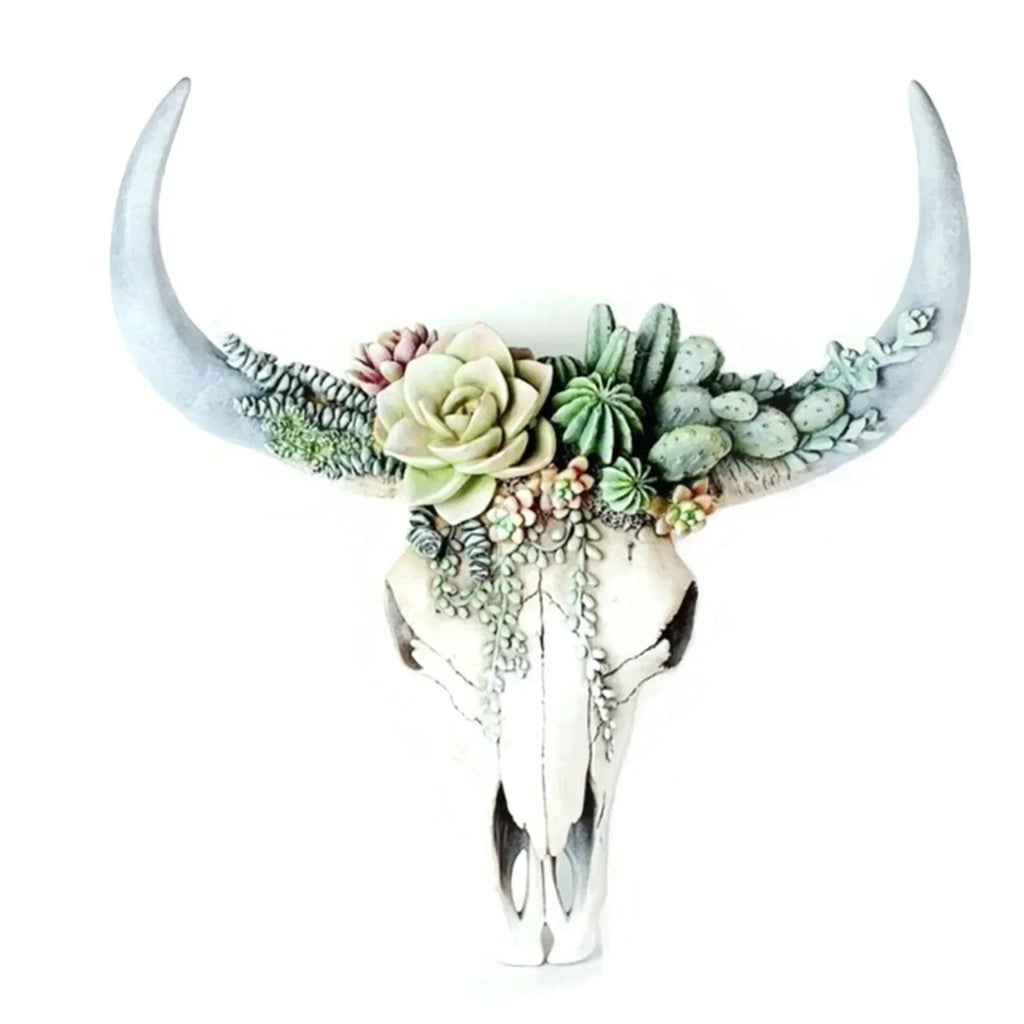 Junips | Cow Skull - Bully - Wall Decoration with Flowers - Resin Home Decor